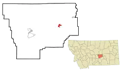 Location in Musselshell County and the state of Montana