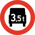 Total weight limit[N 1] Restriction is for motor vehicles with more than two wheels and a gross vehicle weight rating above the given weight limit.
