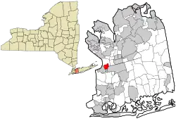Location of New Hyde Park within Nassau County and the state of New York