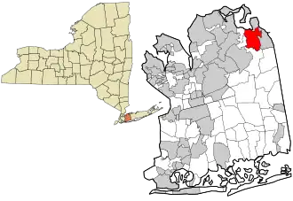 Location in Nassau County and the state of New York.
