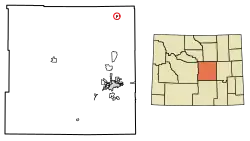 Location of Midwest in Natrona County, Wyoming.