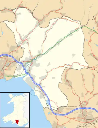 Efail Fach television relay station is located in Neath Port Talbot