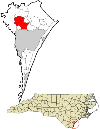 Location in New Hanover County and the state of North Carolina.