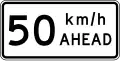 Road works speed limit ahead - 50 km/h