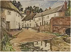 Watercolour painting of Newton St Cyres