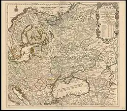 Map of northern, central and eastern Europe in 1737 with Lithuania proper (Lithuanie Particuliere)