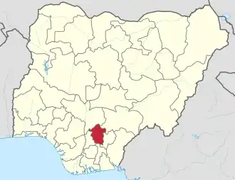 Map of Nigeria showing Enugu State
