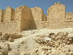 German-Turkish hospital (1906-1917) built on ruins of Byzantine fort at Nizana. Note battle damage.