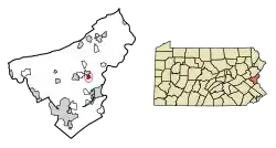 Location of Tatamy in Northampton County, Pennsylvania (left) and of Northampton County in Pennsylvania (right)