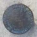 BLM survey marker in nearby Kansas, pointing to the tri-point, 1990