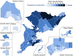 Support for Conservative Party candidates by riding