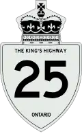 King's Highway 25 marker