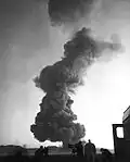 The mushroom cloud produced by the shot forming