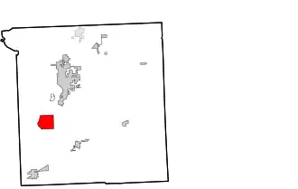 Location within Ottawa County and the state of Oklahoma