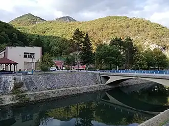 Ovčar Banja spa town landscape in October 2019