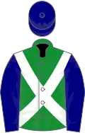 Green, white cross-belts, navy blue sleeves and cap