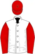 White, red sleeves and cap