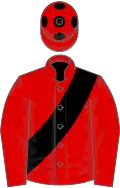 Red, black sash, red cap, black spots