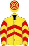 Yellow and red chevrons, hooped cap