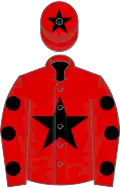Red, black star, spots on sleeves and star on cap