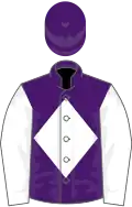 Purple, White diamond and sleeves, Purple cap
