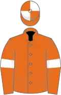 Orange, white armlets, quartered cap