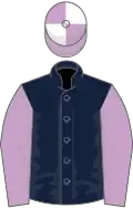 Dark blue, lilac sleeves, lilac and white quartered cap