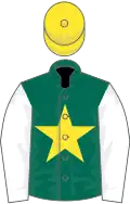 Dark green, yellow star, white sleeves, yellow cap