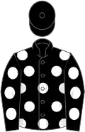 Black, white spots, harlequin cap