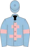 Light blue, pink cross of lorraine and armlets