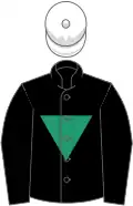 Black, emerald green inverted triangle, white cap
