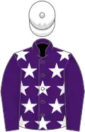 Purple, white stars, purple sleeves, white cap