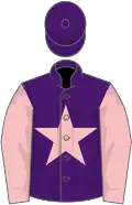 Purple, pink star and sleeves, purple cap