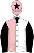 PINK and WHITE (halved), BLACK sleeves, PINK cap, BLACK star