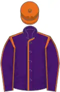 Purple, orange seams, orange cap