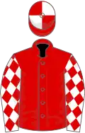 Red, white sleeves, red diamonds, red and white quartered cap