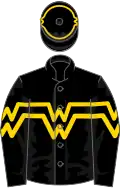 Black, double gold 'w w' hoop