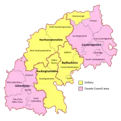 Location of Oxford-Cambridge Arc