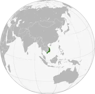 Republic of South Vietnam (dark green) after the Fall of Saigon.