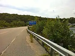 Pachaug Trail – "Welcome to Connecticut sign" at Beach Pond, Hope Valley, RI.