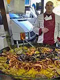 Paella, market at Place Morgan