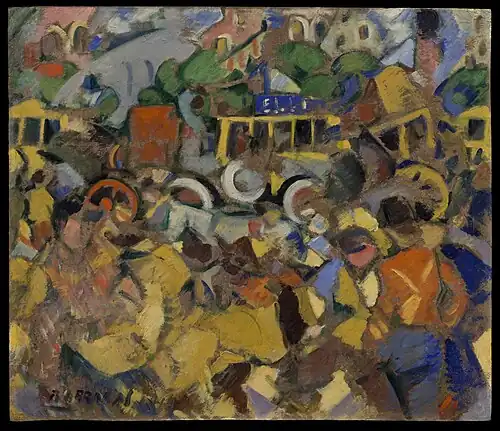 Paisaje urbano, 1919, oil on cardboard, Museum of Fine Arts, Houston