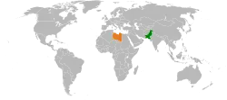 Map indicating locations of Pakistan and Libya