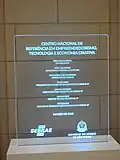 Inauguration plaque for the National Reference Center for Entrepreneurship, Technology, and the Creative Economy - SEBRAE-SP.