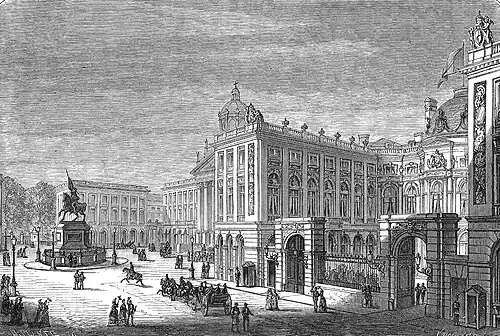 The Palace of the Count of Flanders in 1882, etching by Eugène Van Bemmel from La Belgique illustrée