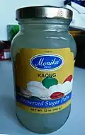 Fruits preserved in syrup from the Philippines are commonly sold internationally as "kaong"
