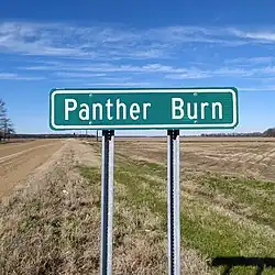 Panther Burn road sign, January 2022
