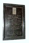 Franciszek Pulaski's cavalry captain - Kazimierz Pulaski's cousin memorial plaque inside parish church