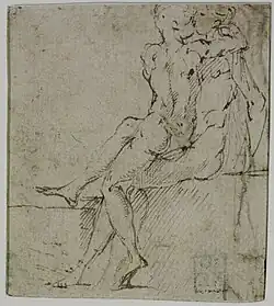 A second drawing by Parmigianino with similarities to image 10.[11] Pen, ink on paper. 1524–1527.[11]