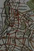 Part of a Thomas Kitchin map showing Dawley and Harlington, c. 1770.